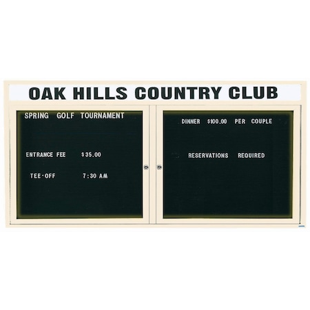 Aarco Illuminated Outdoor Enclosed Directory w/ Al Frame Header, Powder Coated Ivory, 36''Hx72''W OADC3672HIIV