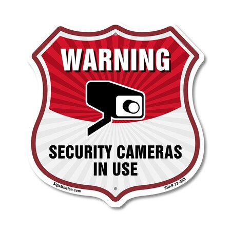 Signmission Video Surveillance Shield Sign Warning S, 12 Inch X 12 Inch, Plastic Sign SHI-P-12-468
