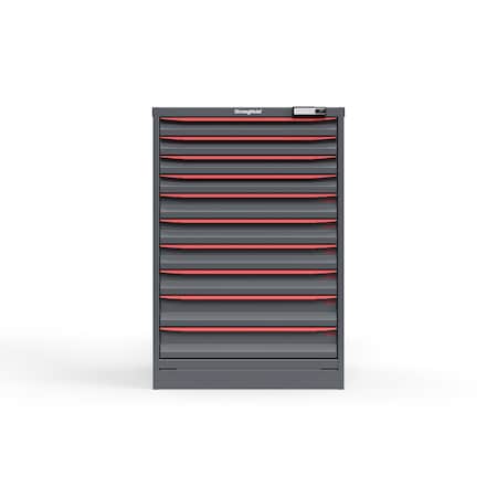 Strong Hold 10 drawer cabinet - (4x 2ft, 4x 3ft, 2x 4ft) - Red accents - Electronic Lock S3044-PPRAS-1001DS