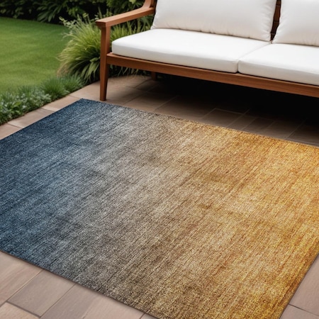Homeroots 9' X 12' Gold Ombre Washable Indoor Outdoor Area Rug 563716