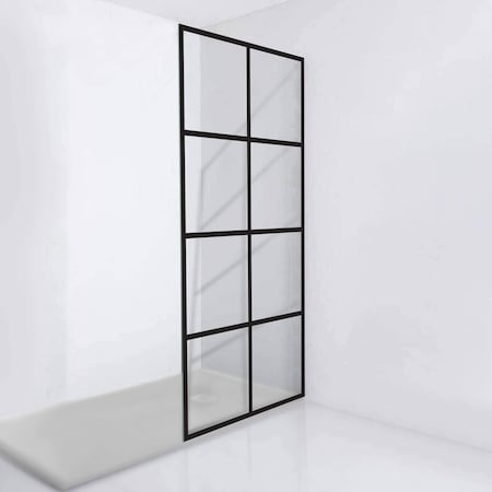 Fab Glass And Mirror Madeira 30in. x 76in. Fixed Grid Pattern Shower Screen with EnduroShield 3/8in. Thick Clear GSD-30-76ORB