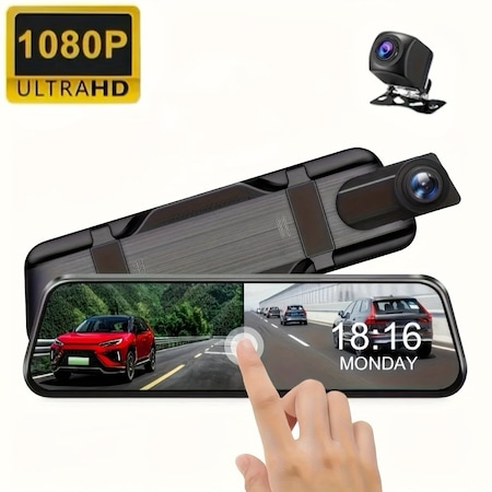 Wrightmaster Full HD Mirror Dashcam with Rear Camera, Loop Recording and G-Sensor ZR-32G