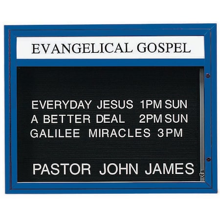 Aarco 43 in W, 33 in H, Black Letterboard/Blue Powder Coated Frame DBM3343B