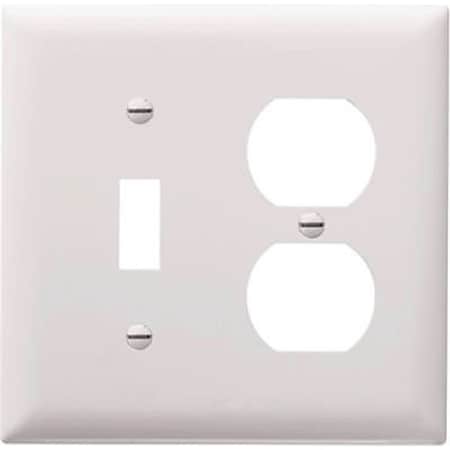 Legrand TradeMaster TP TP18-W Combination Wallplate, 4.7 in L, Standard, 2 -Gang, Nylon, White TP18WCC12