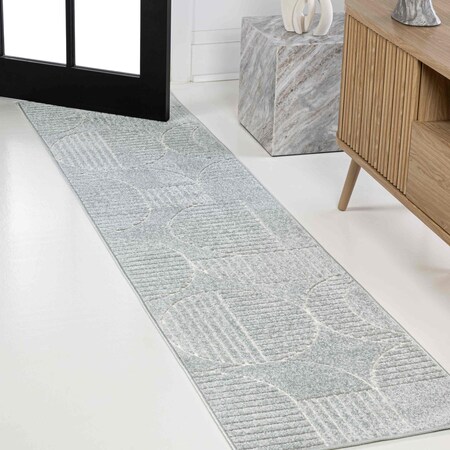 Jonathan Y Nordby High-Low Geometric Arch Scandi Striped Light Blue/Cream 2 ft. x 8 ft. Runner Rug SCN104F-28