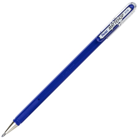 Pentel Hybrid MATTEHOP Gel Roller, 1.0mm, Matte Blue Ink, 12PK K110-VC