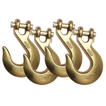 Mytee Products 3/8in Clevis Slip Hook G70 Tow Chain Wrecker Truck Trailer Tie Down, 4PK CH38-SHx4