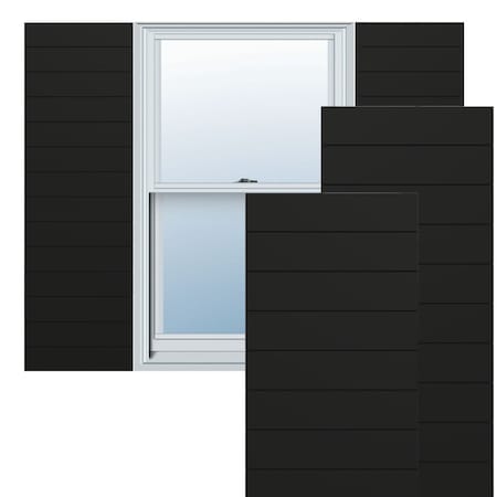 Ekena Millwork True Fit PVC Horizontal Slat Modern Style Fixed Mount Shutters, Black, 15W x 59H, PR TFP001HZ15X059BL