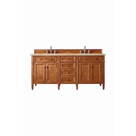 James Martin Vanities Brittany 72" Double Vanity, Saddle Brown, w/ 3 CM Tajnar Eclos Top w/FreePower Wireless Charger 650-V72-SBR-FTJR