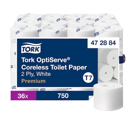 Tork Coreless, 2 Ply, 750 Sheets, White, 36 PK 472884