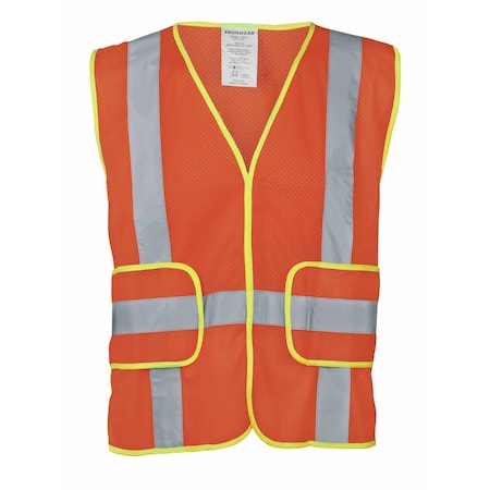 Ironwear Hi-Vis Safety Vest 2XL/4XL Class 2 Chevron Back, , Hook & Loop w/Wraparound Closure 1289-O-2XL-4XL