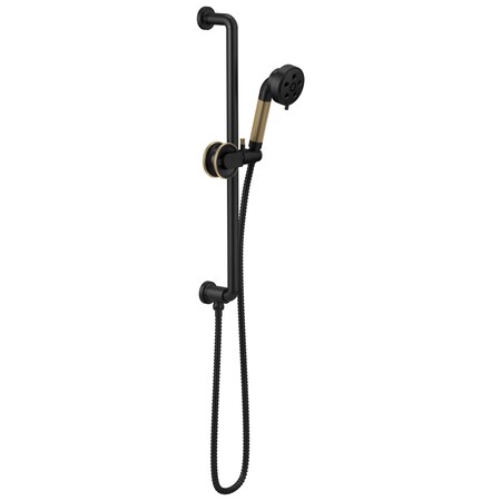 Brizo Litze Slide Bar Handshower with H<sub>2</sub>OKinetic<sup></sup> Technology Matte Black/Luxe Gold 88735-BLGL