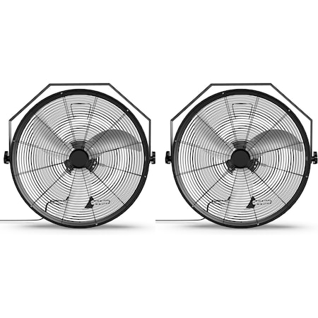 Simple Deluxe 20 Inch High Velocity Wall Mount Fan w/Rack, 3 Speed Industrial/Commercial Metal Ventilation Fan, 2PK HIFANXWALL20RK02X2