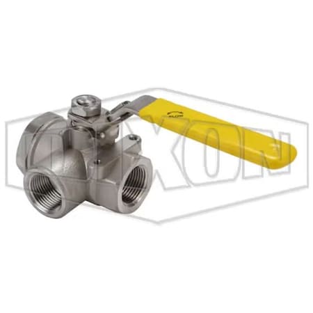 Dixon 3-Way Diverting Ball Valve, 3/4 in Nominal, FNPT End Style, Standard Port, RPTFE Seat/Stuffing Box R SSBV75TW