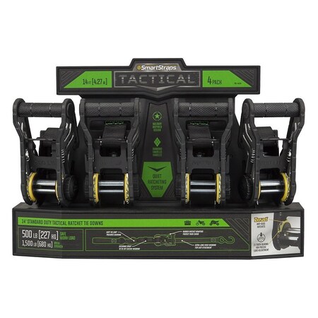 Smartstrap Tactical Tie-Down, 1 in W, 14 ft L, Polyester, Dark Gray, 500 lb Working Load 4630