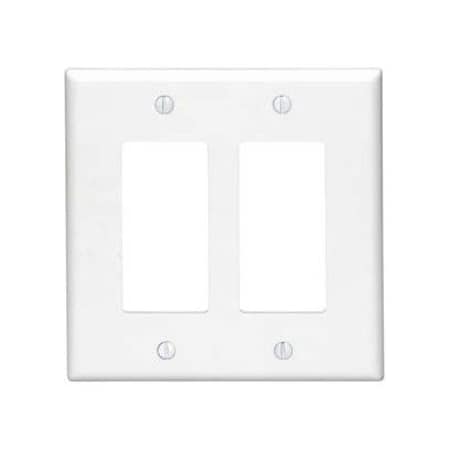 Leviton Wall Plate, Duplex Outlet, White, Nylon PJ262-W