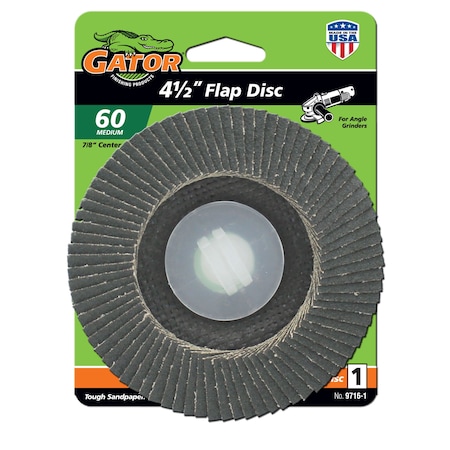 Gator Finishing 4.5 in. X 7/8 in. Sanding Flap Disc, 60 Grit 9716