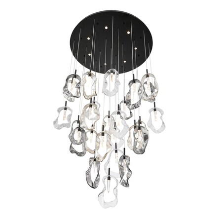 Euf Norah, Chandelier, 33-Light, 39", Matte Black, Mixed Glass 49238-044