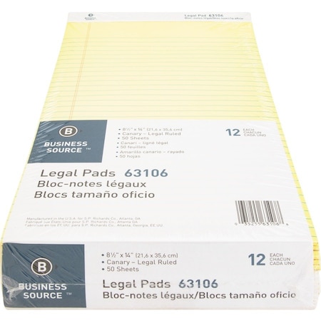 Business Source Writing Pad, Top, Canary, PK12 BSN63106