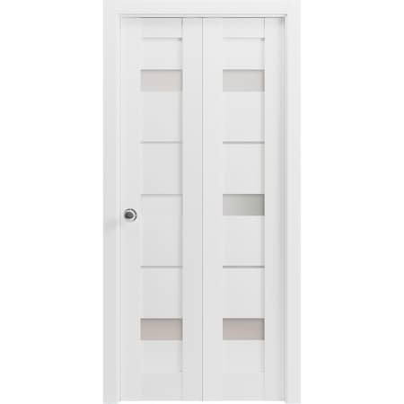 Sartodoors Sliding Closet Bi-fold Doors White Solid Core Modern Interior QUADRO4055BF-WS-84 x 96 (2* 42x96)