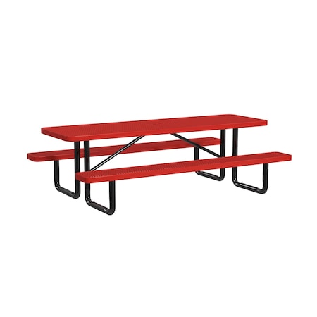 Leisure Craft Rectangle Picnic Table, Red, Surface Mount, 8 ft L T8XPSM-RED