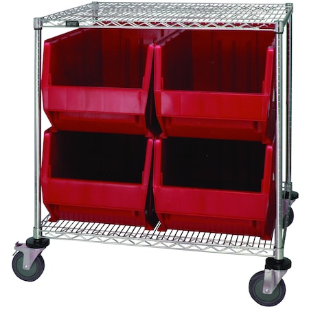 Quantum Storage Systems WIRE CART WITH 4 BIG BINS WRC2-36-3036-976RD