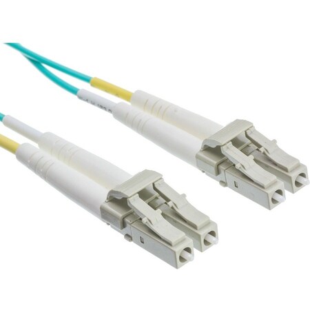 Cable Wholesale LC OM4 Duplex 2.0mm Fiber Optic Patch Cord, OFNR / LSZH, Multimode 50/125, Aqua Jacket, Beige LCLC-41005
