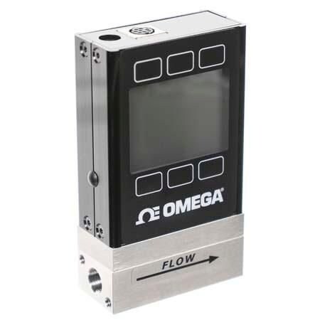 Omega Mass Flow Meter, Gas, 2.5 SLM to 500 SLM, RS232, 145 psi, 3/4 " NPT Female, 4 mA to 20 mA, LCD, 50 FMA-1612A-I