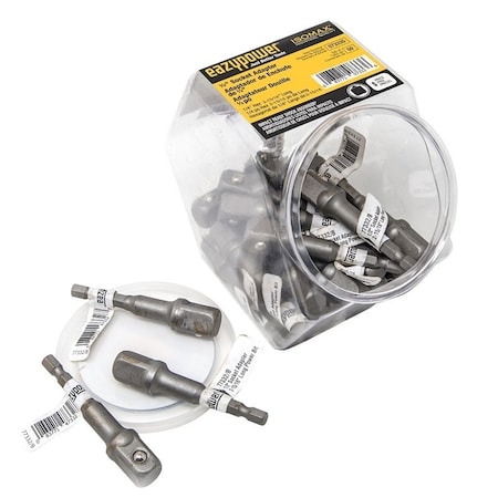 Eazypower Socket Adapter, 1/2 in Drive, 1/4 in Output Drive, Hex Output Drive, 2-15/16 in L 073335