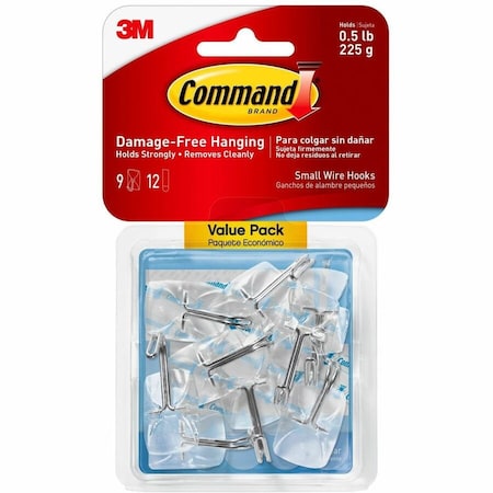 Command Wire Hook, 05 lb, 9Hook, Plastic, Clear 17067CLR-VP
