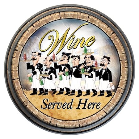 Se-Kure Luxe Round Wine Served Here Mirror with Waiters 15 x 15 ZWSH1515