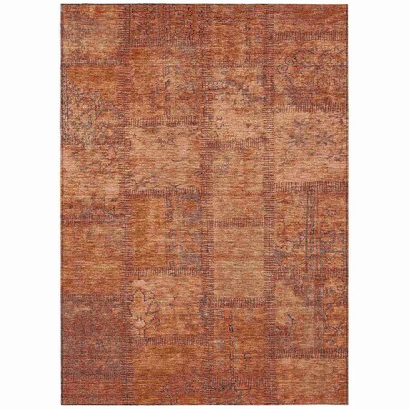 Homeroots 10' X 14' Salmon Copper And Gray Patchwork Washable Indoor Outdoor Area Rug 581616