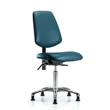 Blue Ridge Ergonomics Vinyl Chair Chrome, Med Bench, Med Back, Tilt, Glides, Royal BR-VMBCH-MB-CR-T1-A0-NF-RG-8801
