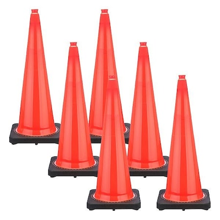 Mr. Chain Traffic Cone, Orange, 36 in H, PVC, PK6 98013-6