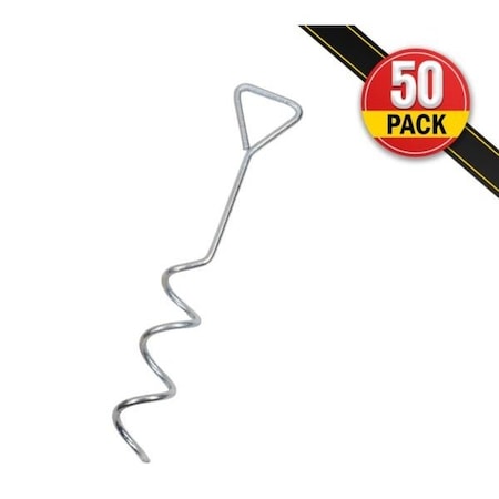Mytee Products Hay Tarp Spiral Anchor Pins 16in Ground Stake, 50PK HTSAx50