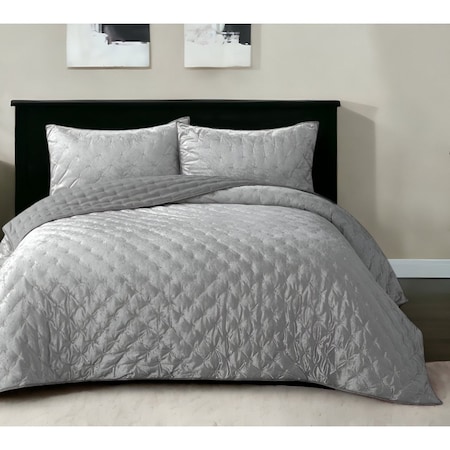 Homeroots Silver Queen Polyester 220 Thread Count Washable Down Comforter Set 528886