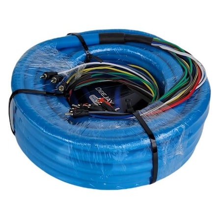 Deejay Led 52-Foot Multi-Amp Accessory Cable 10 RCA Shielded Cables Plus Three Power BLUE OUTER JACKET TBHMED52BLUE