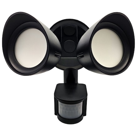 Bulbrite Motion Sensor / Dusk-To-Dawn Wired Outdoor 2-Head LED Security Flood Light, Black 773703