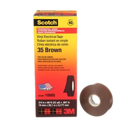 3M Scotch Vinyl Color Coding Electrical Tape 35, 10PK 7000031580