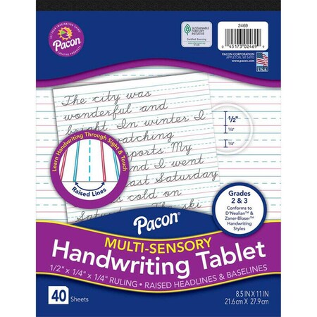 Pacon Multi Sensory Handwriting Tablet, 40 Sheet, 3PK PAC2469-3