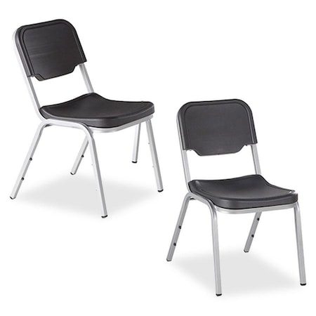 Iceberg Rough n Ready Stack Chair, Black Seat and Back, Charcoal Frame, Up to 300lbs, 4 PK 64111
