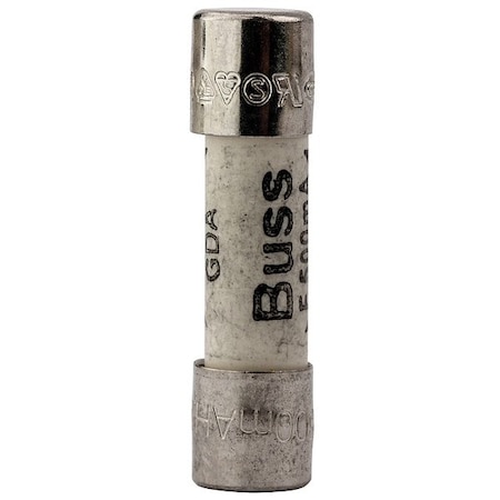 Eaton Bussmann Ceramic Fuse, GDA Series, Fast-Acting, 0.5A, 250V AC, 1.5kA at 250V AC, 100 PK BK/GDA-500MA