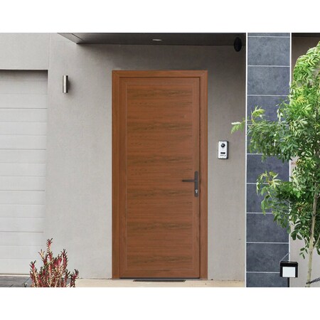 Vdomdoors Front Exterior Prehung Metal-Plastic Door, Manux 8111 Walnut, Office Commercial and Residential Doo MANUX8111EXD-WLN-W36xH80-LH