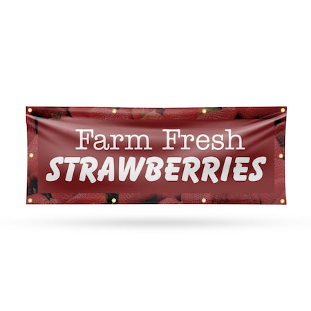 Signmission Farm Fresh Strawberries, 36 Inch x 96 Inch, Vinyl Banner B-96-30616
