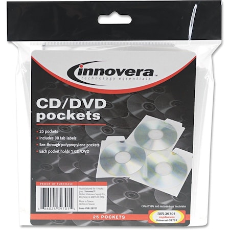 Innovera CD/DVD Pockets, PK25 IVR39701