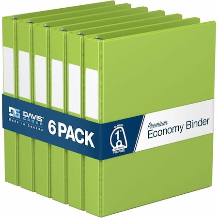 Davis Group Premium Economy, Angle D Ring, Binder, (Lime Green, 1"), PK6 2301-24-06