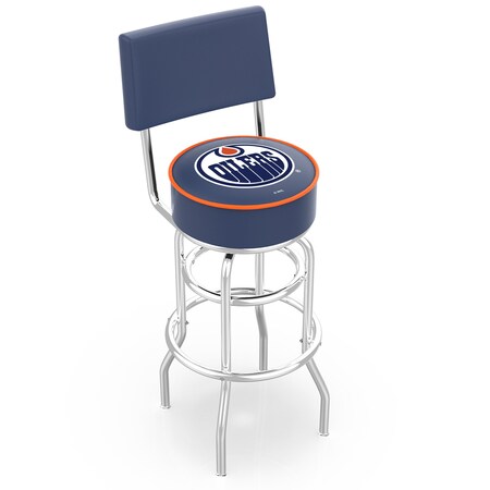 Holland Bar Stool Co 30" Chrome 2-Ring Edmonton Oilers Swivel Bar Stool, Back L7C430EdmOil