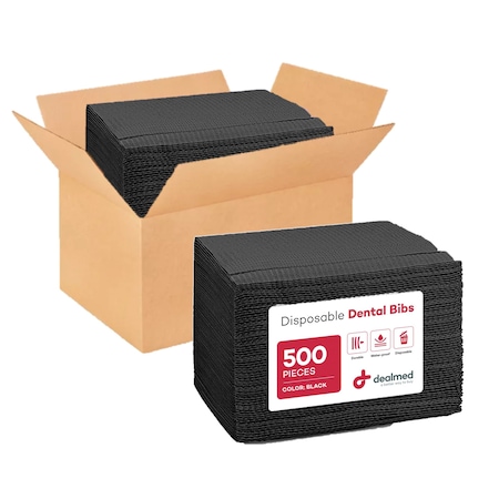 Dealmed Bib 13-1/2 X 18 Ttp 2-Ply Black, 500PK 782083