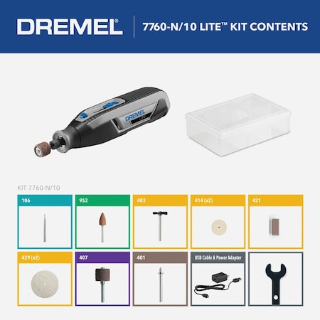 Dremel Lite 3.6V Lithium-Ion Variable Speed Cordless Rotary Tool Kit 7760-N/10