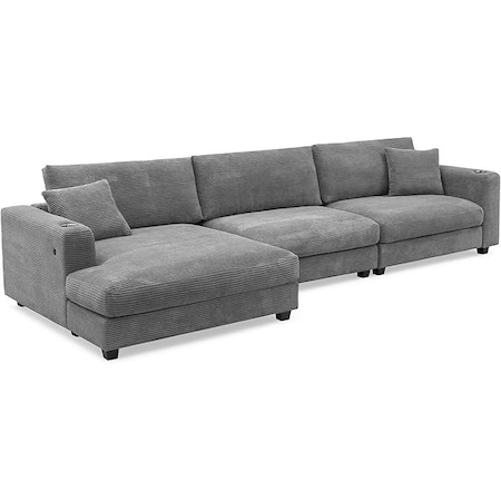 Homeroots 54" Gray Fabric Modular USB Sleeper Sofa 568277